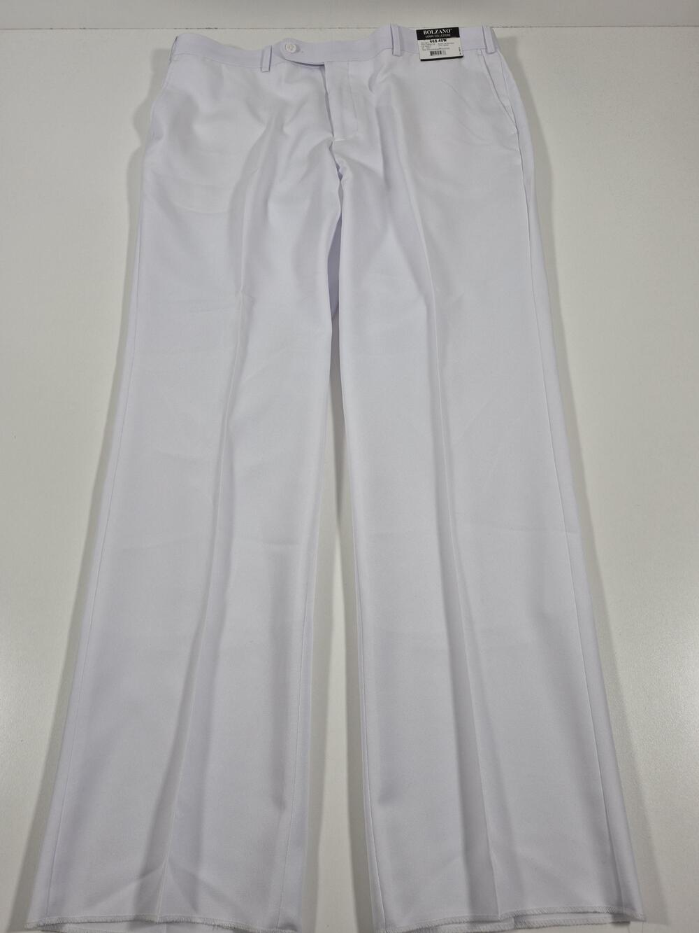 Bolzano Suit Pants Mens 40x34 White Polyester Classic Fit Formal Unhemmed NWT